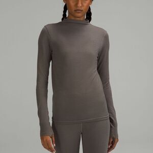 NWT New LULULEMON LAB Seamless Wool-Blend Long Sleeve Shirt Rover Gray Brown 10